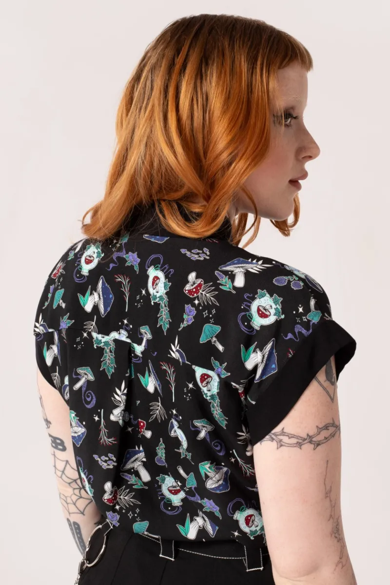 Hell Bunny Tops|Blouses>Amanita Shirt Black