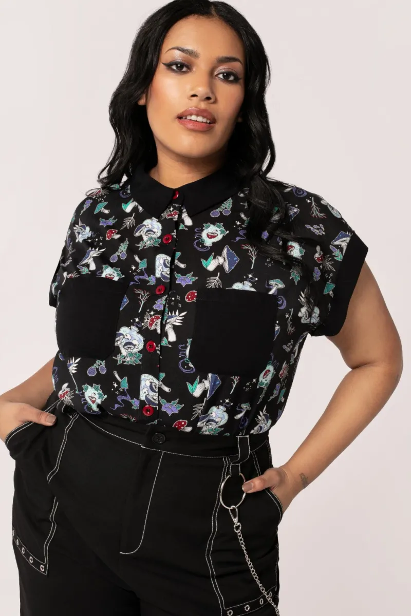 Hell Bunny Tops|Blouses>Amanita Shirt Black