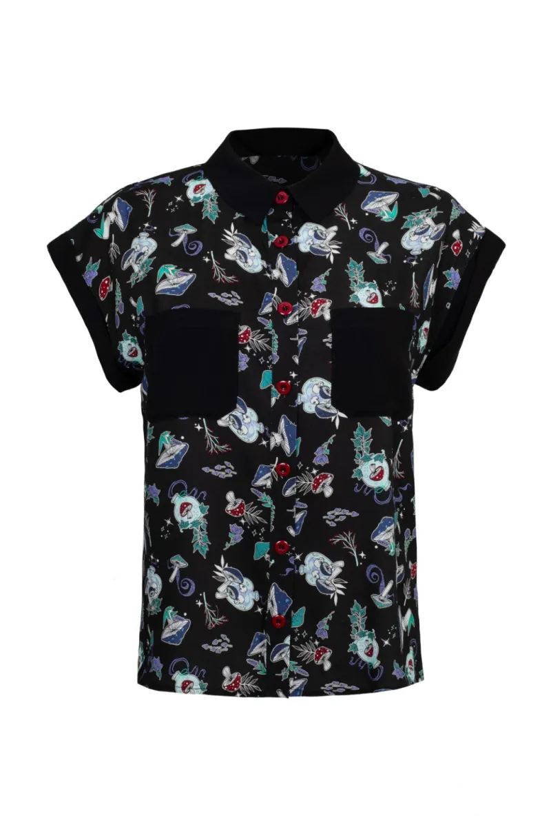 Hell Bunny Tops|Blouses>Amanita Shirt Black