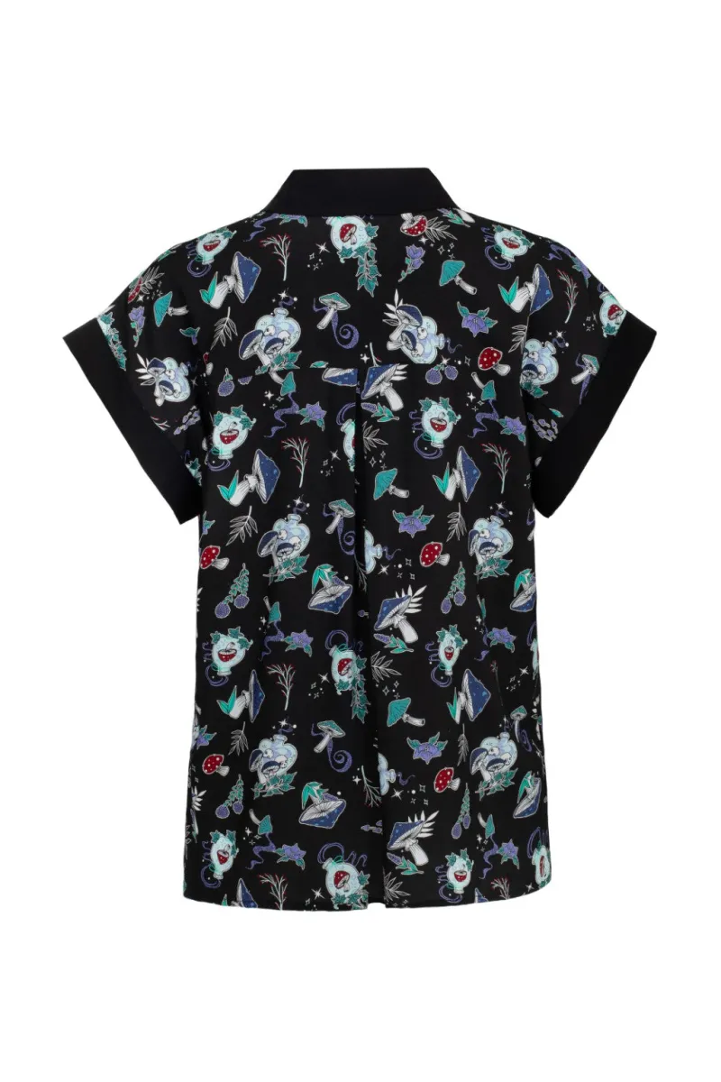 Hell Bunny Tops|Blouses>Amanita Shirt Black