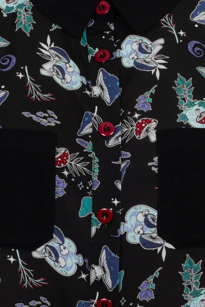 Hell Bunny Tops|Blouses>Amanita Shirt Black