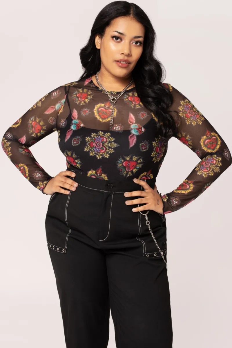 Hell Bunny Tops|Tops>Amias Mesh Top Black