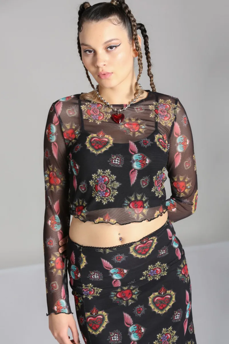 Hell Bunny Tops|Tops>Amias Mesh Top Black
