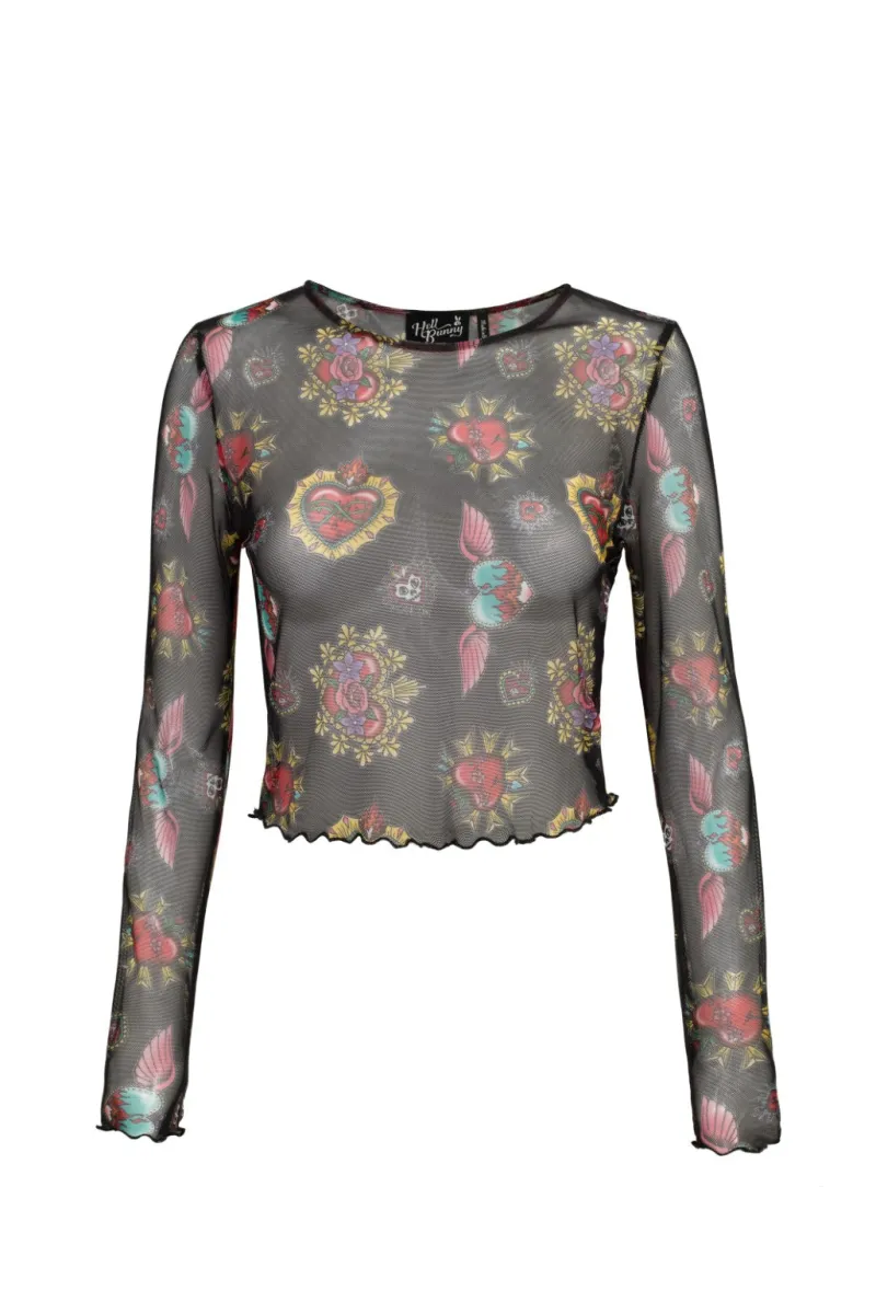 Hell Bunny Tops|Tops>Amias Mesh Top Black