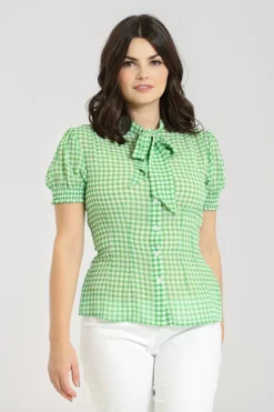 Hell Bunny Tops|Blouses>Anne Marie Blouse Green