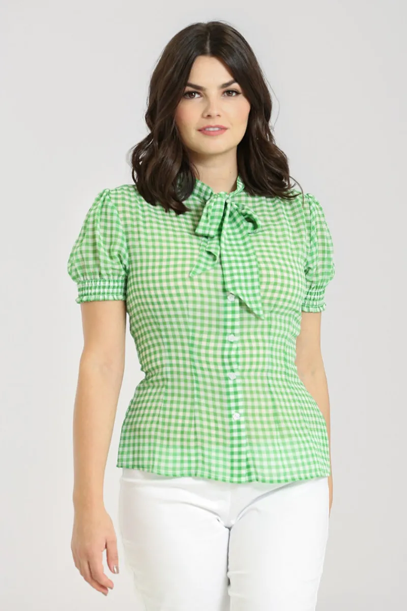 Hell Bunny Tops|Blouses>Anne Marie Blouse Green