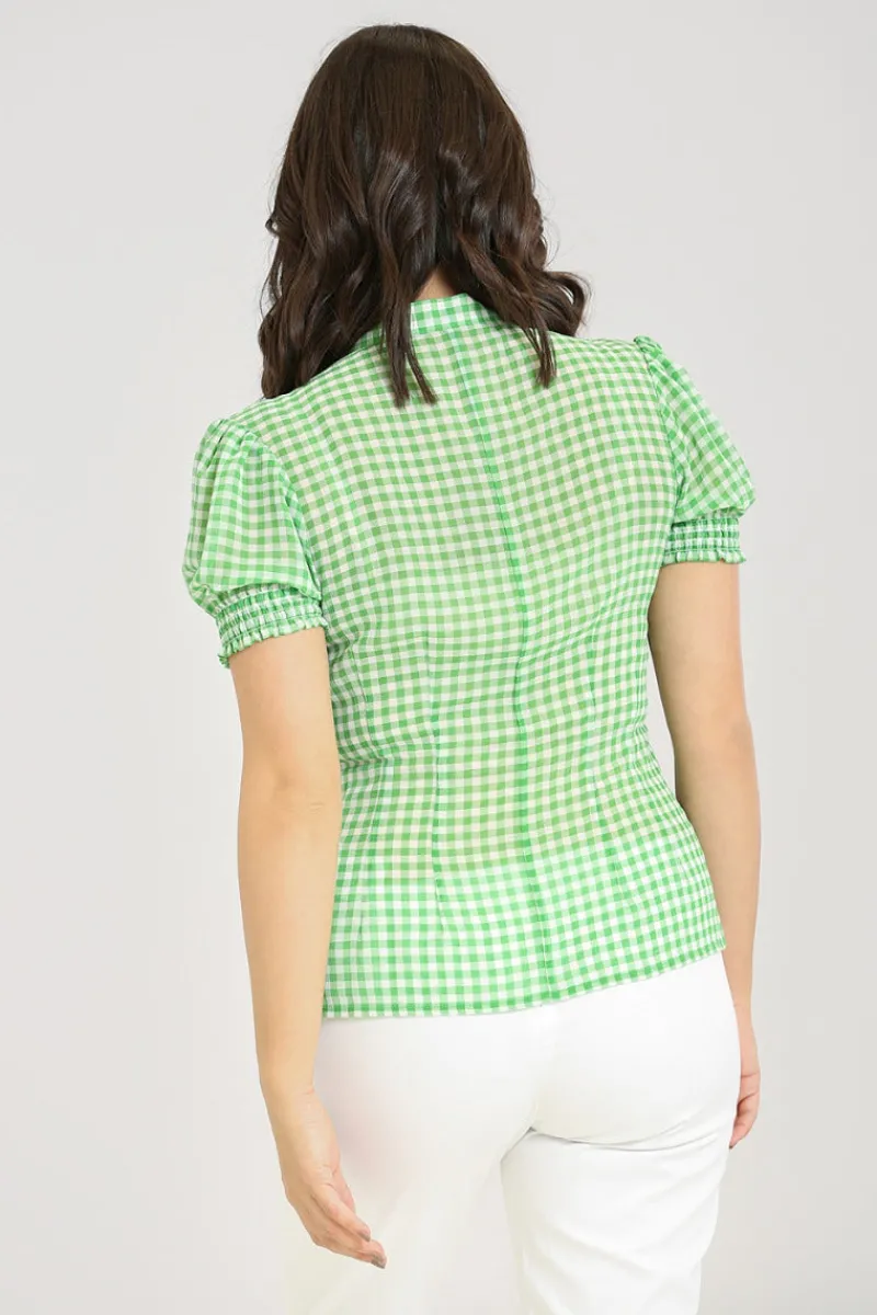 Hell Bunny Tops|Blouses>Anne Marie Blouse Green