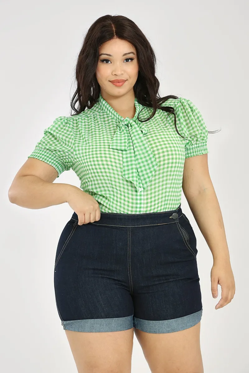 Hell Bunny Tops|Blouses>Anne Marie Blouse Green