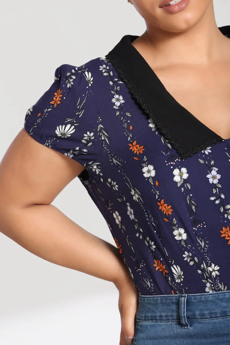 Hell Bunny Tops|Blouses>Asta Blouse Blue