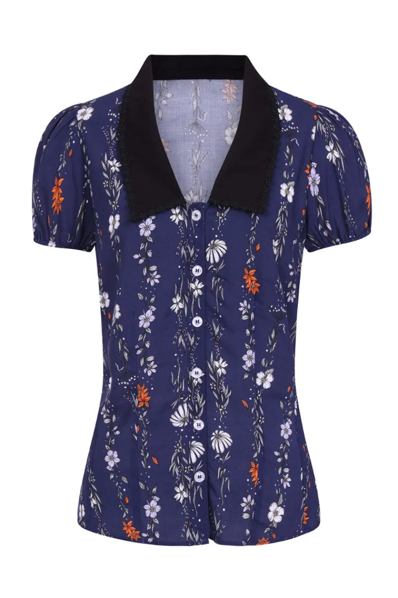 Hell Bunny Tops|Blouses>Asta Blouse Blue