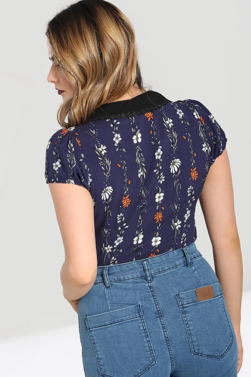 Hell Bunny Tops|Blouses>Asta Blouse Blue