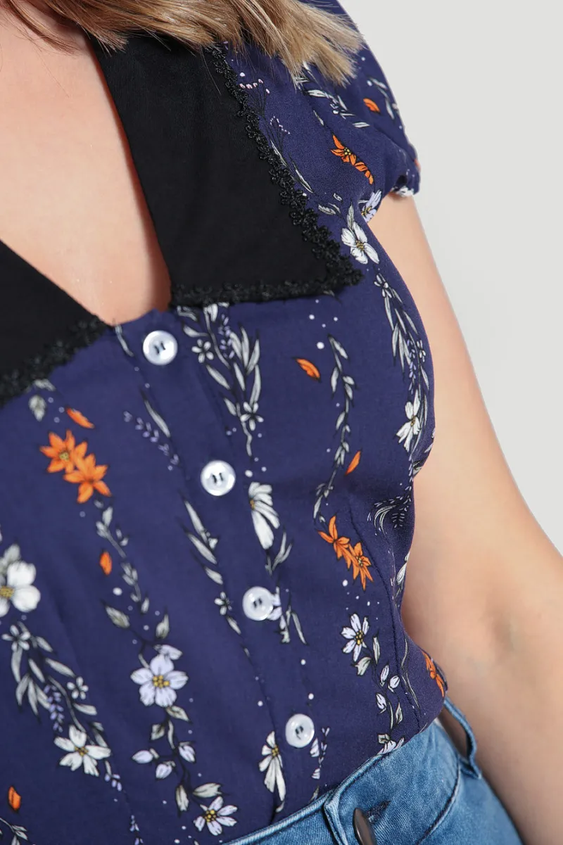 Hell Bunny Tops|Blouses>Asta Blouse Blue