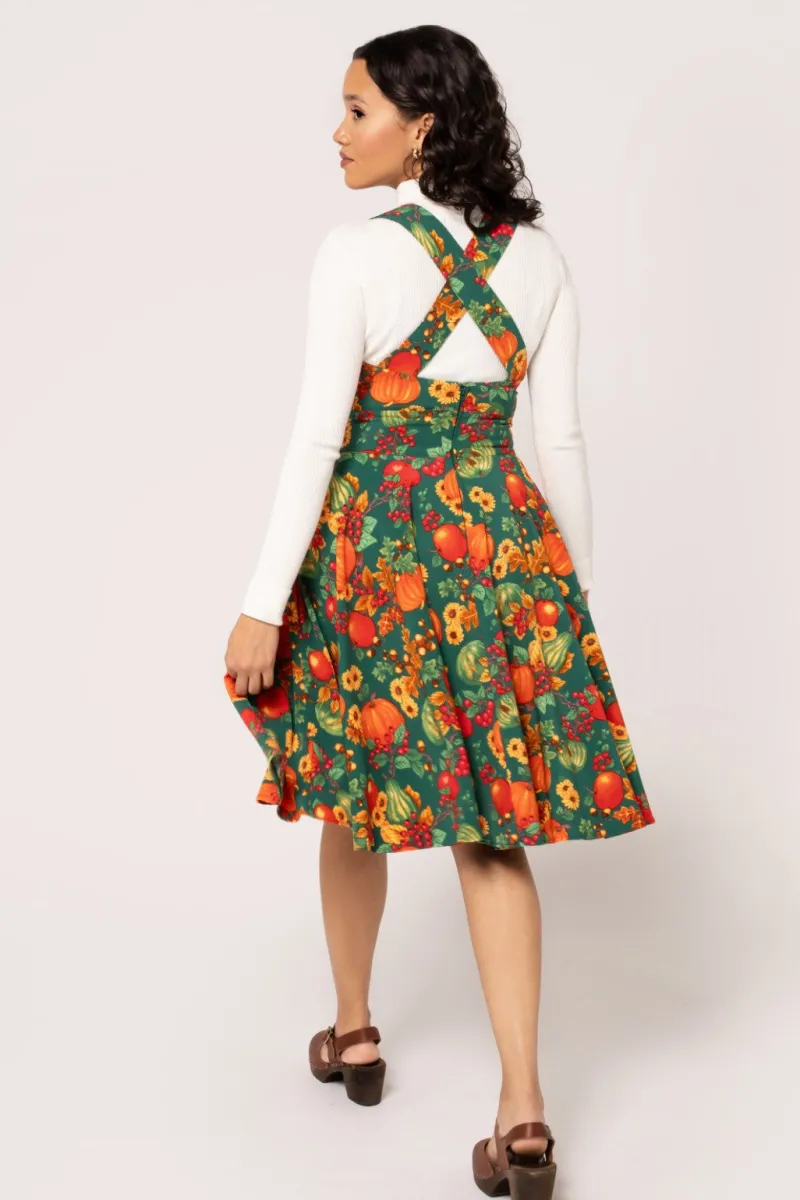 Hell Bunny Dresses|Vintage Dresses>Autumn Pinafore Dress Green