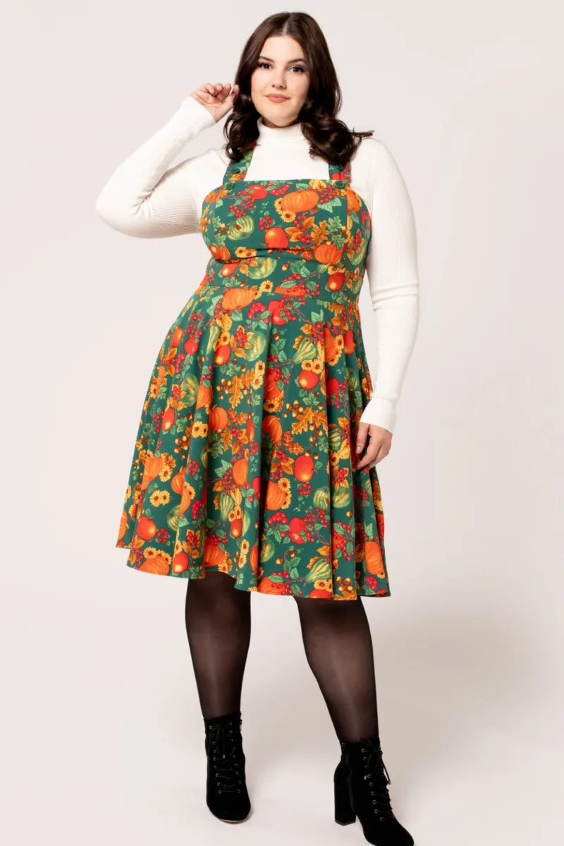 Hell Bunny Dresses|Vintage Dresses>Autumn Pinafore Dress Green