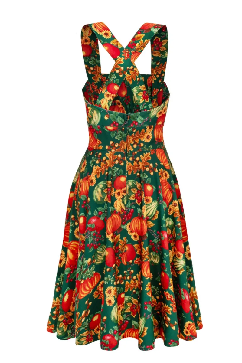 Hell Bunny Dresses|Vintage Dresses>Autumn Pinafore Dress Green