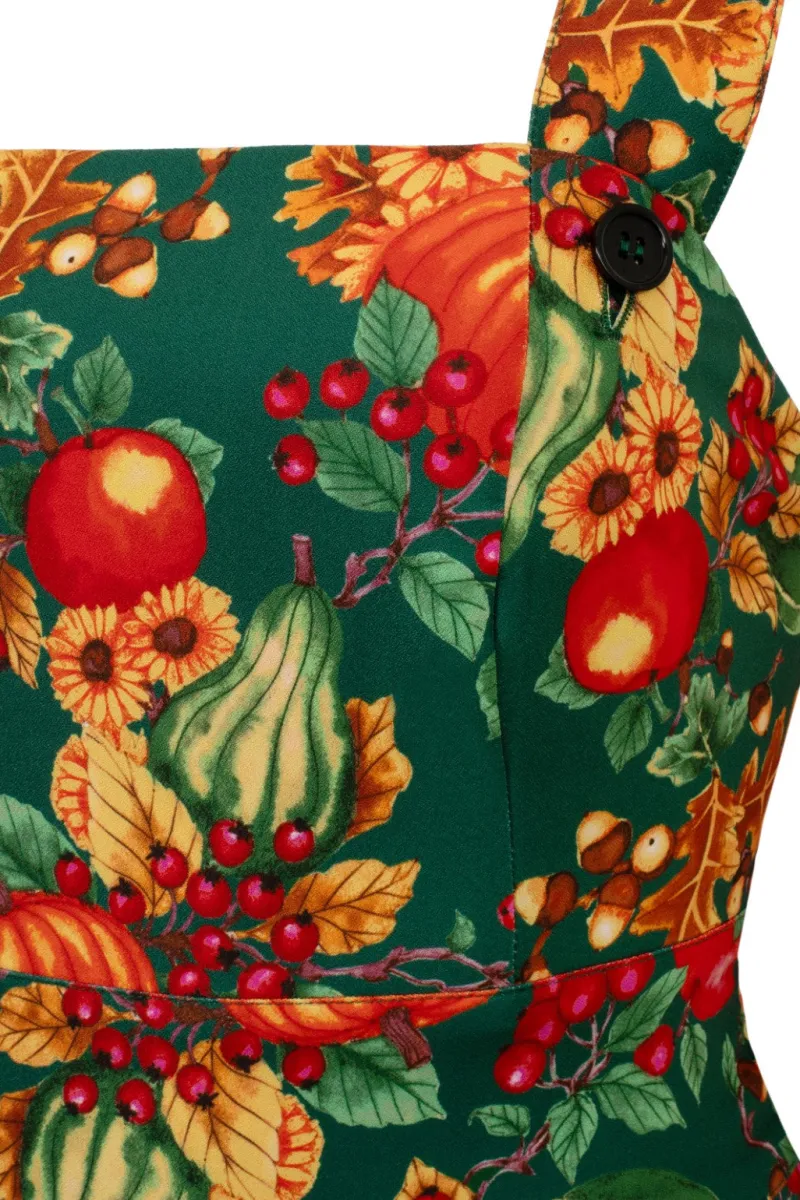Hell Bunny Dresses|Vintage Dresses>Autumn Pinafore Dress Green