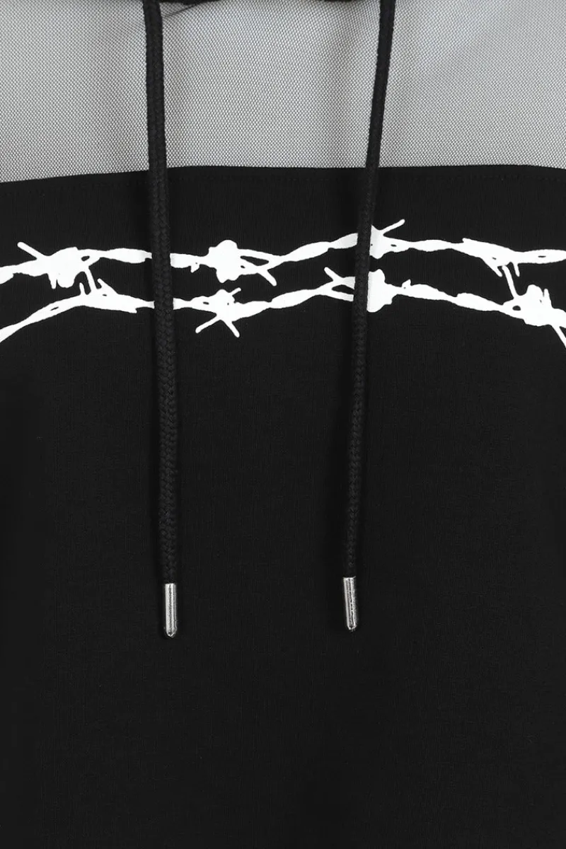 Hell Bunny Tops|Knitwear>Barbed Wire Hoodie Black