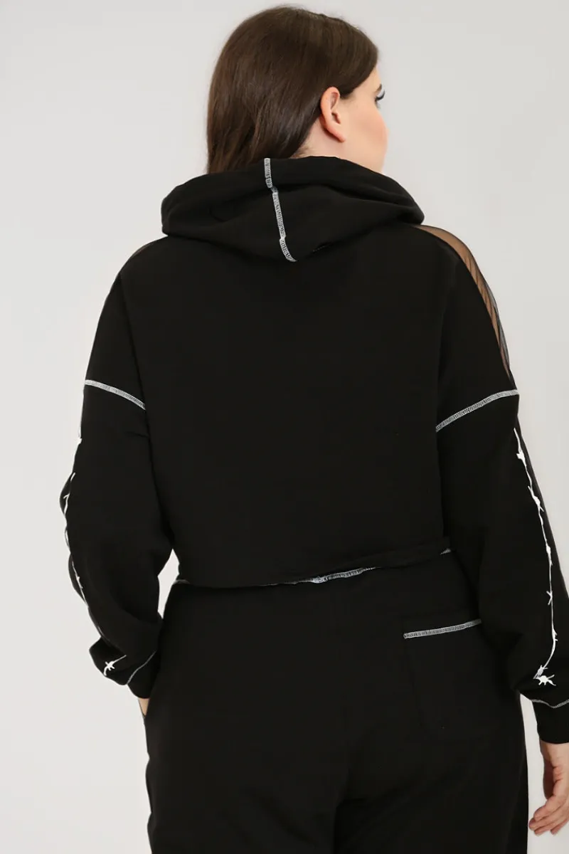 Hell Bunny Tops|Knitwear>Barbed Wire Hoodie Black