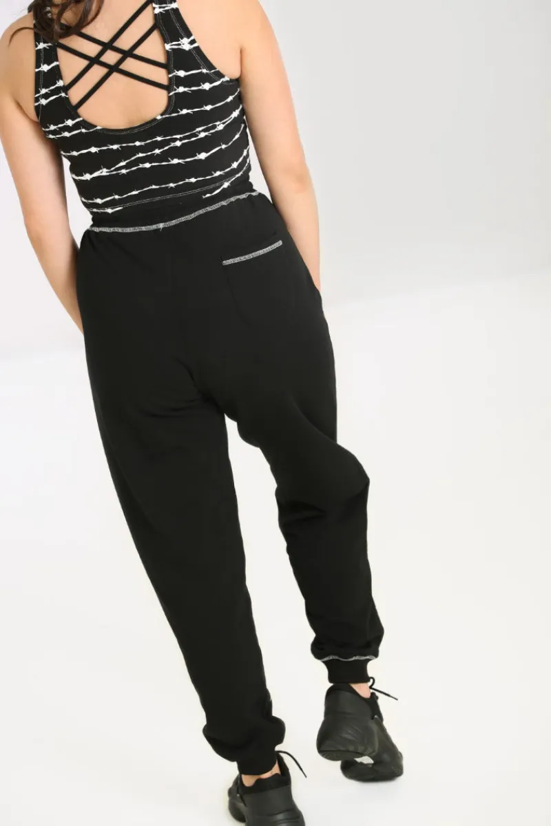 Hell Bunny Trousers & Shorts|Trousers & Shorts>Barbed Wire Joggers Black