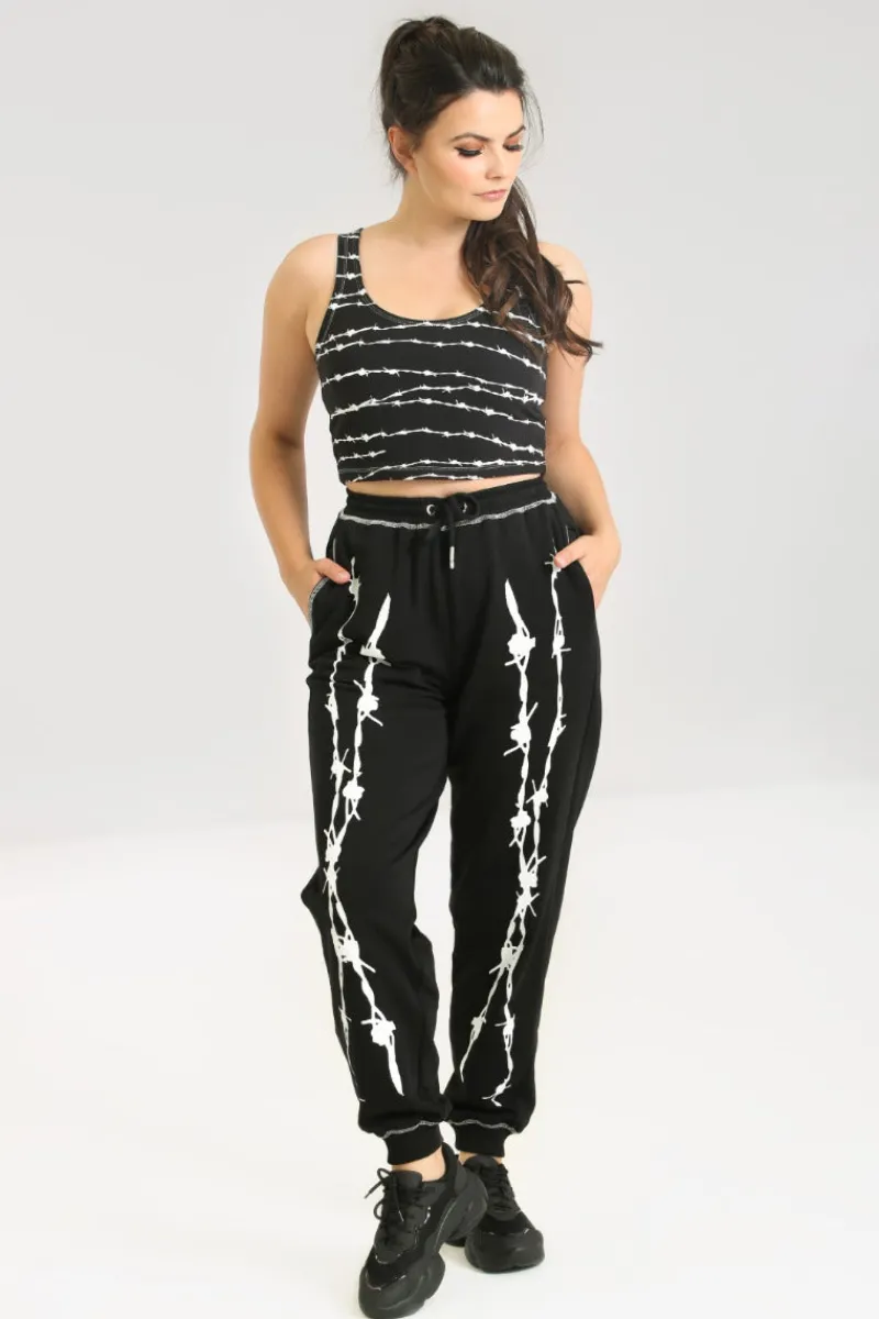 Hell Bunny Trousers & Shorts|Trousers & Shorts>Barbed Wire Joggers Black