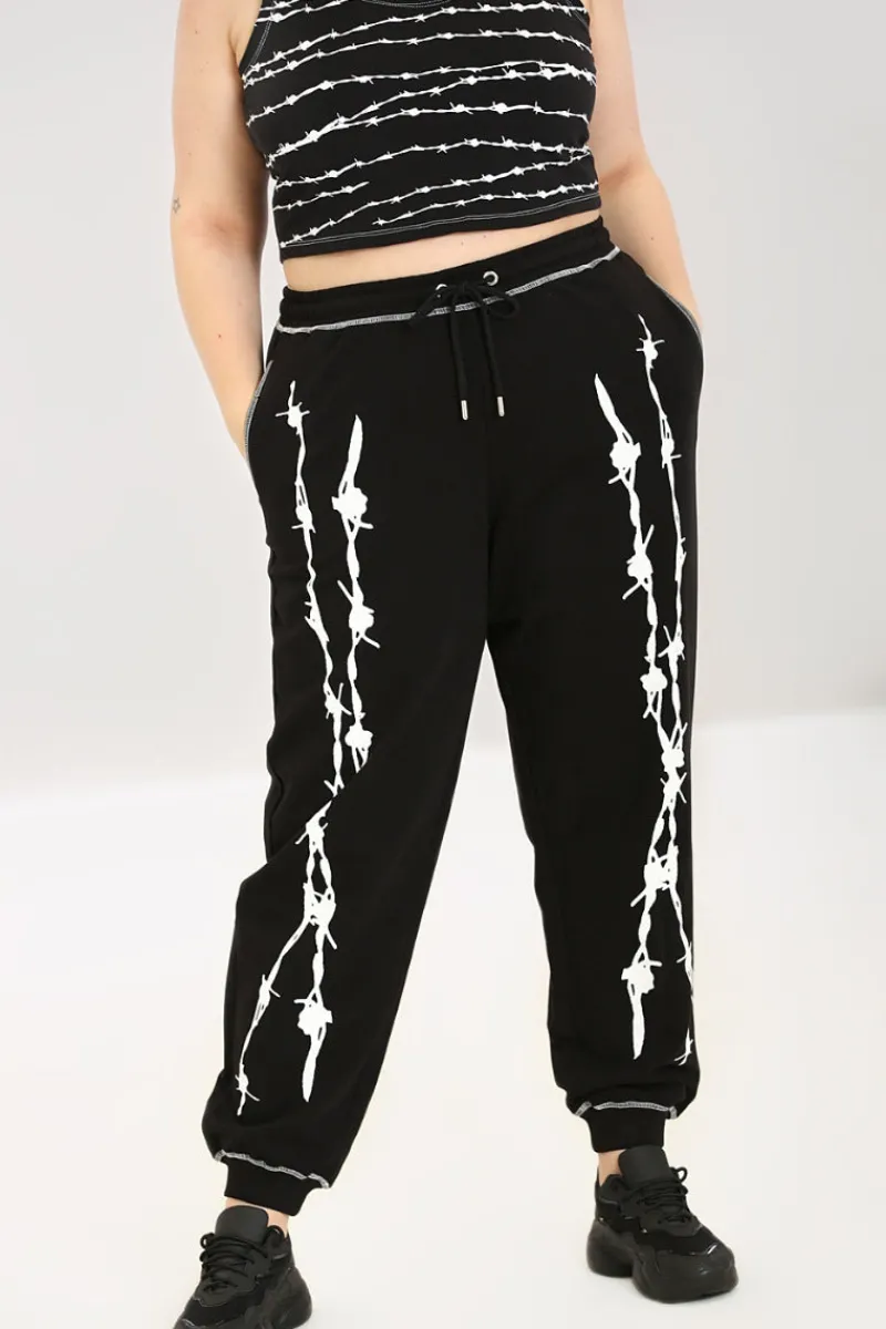 Hell Bunny Trousers & Shorts|Trousers & Shorts>Barbed Wire Joggers Black