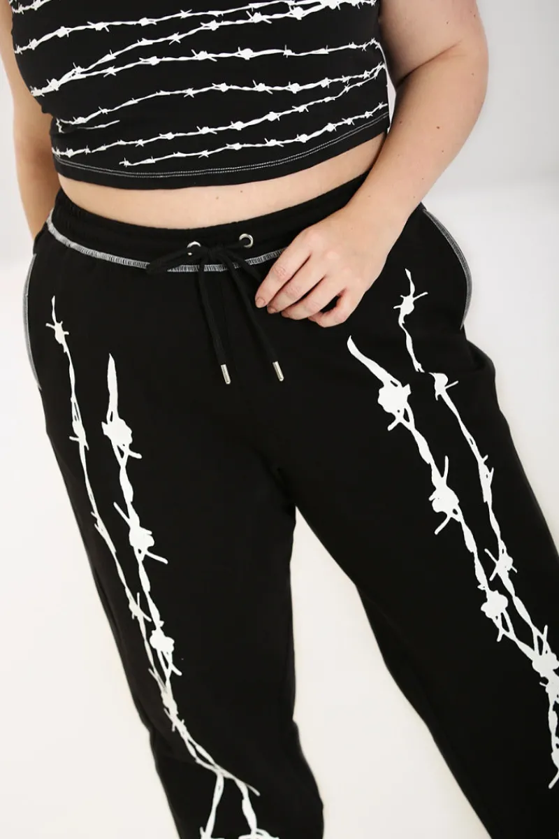 Hell Bunny Trousers & Shorts|Trousers & Shorts>Barbed Wire Joggers Black