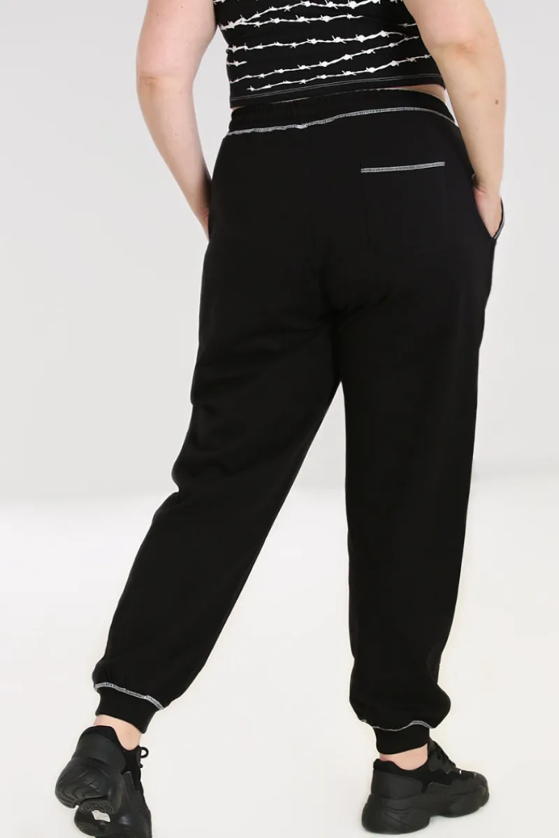 Hell Bunny Trousers & Shorts|Trousers & Shorts>Barbed Wire Joggers Black