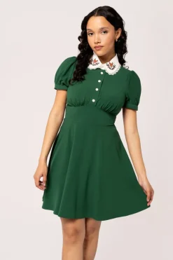 Hell Bunny Dresses|Vintage Dresses>Basil Mini Dress Green