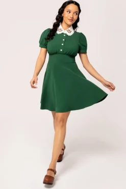 Hell Bunny Dresses|Vintage Dresses>Basil Mini Dress Green