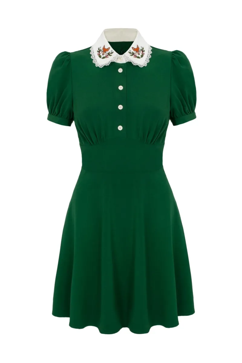 Hell Bunny Dresses|Vintage Dresses>Basil Mini Dress Green
