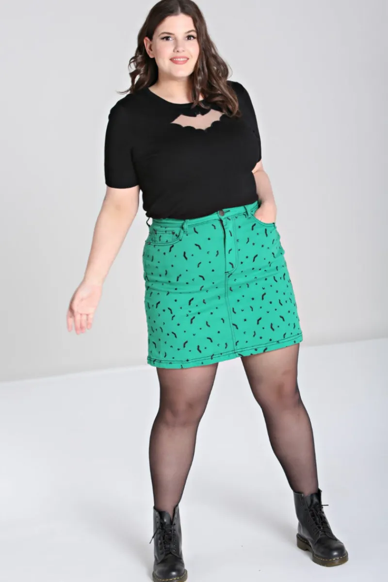 Hell Bunny Skirts|Denim>Bat Mini Skirt