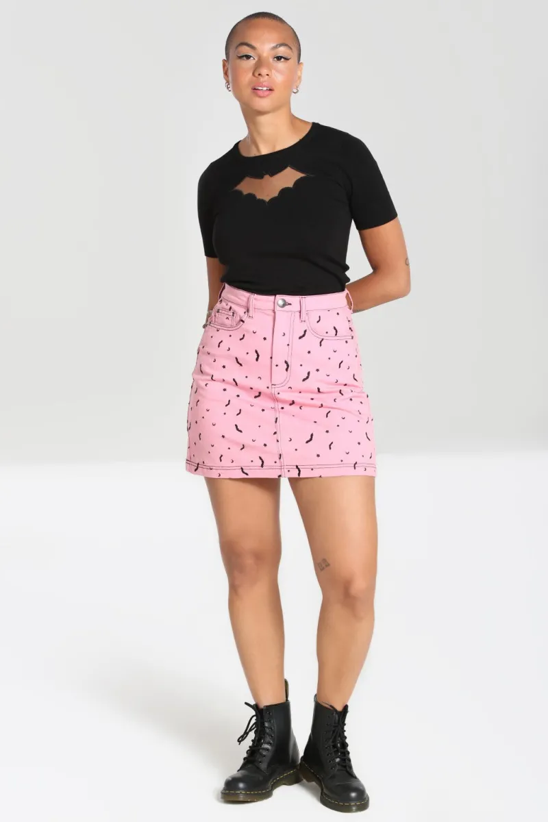 Hell Bunny Skirts|Denim>Bat Mini Skirt