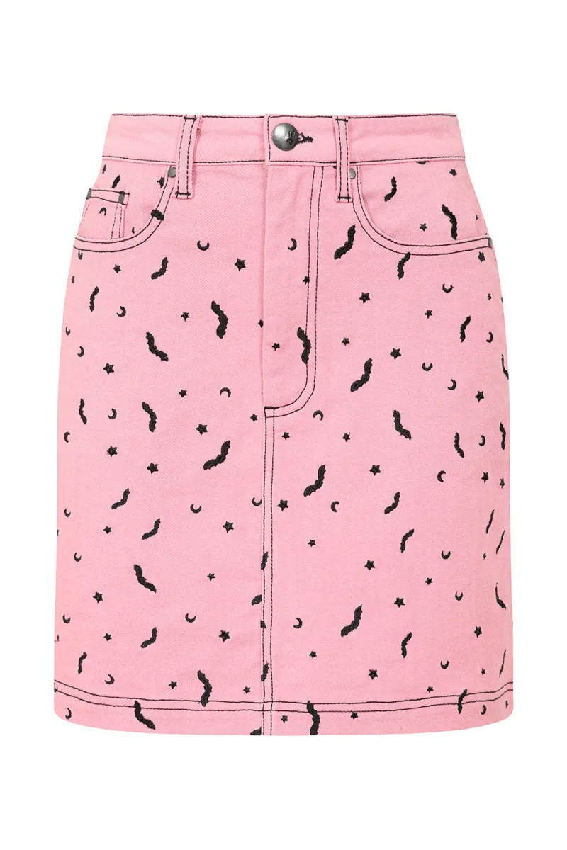 Hell Bunny Skirts|Denim>Bat Mini Skirt