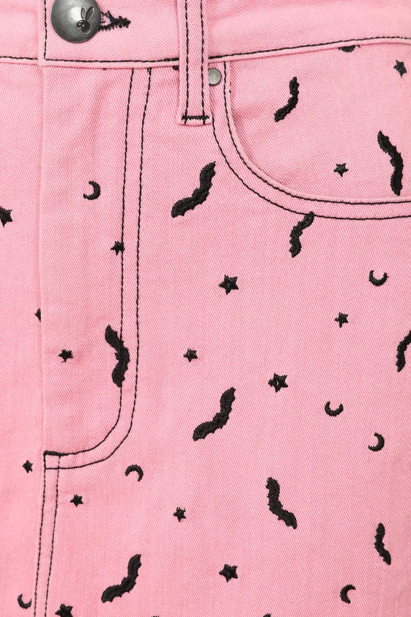Hell Bunny Skirts|Denim>Bat Mini Skirt
