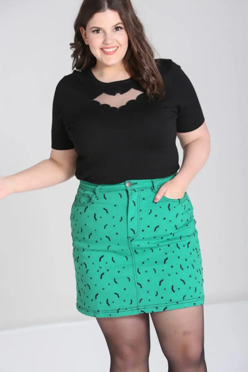 Hell Bunny Skirts|Denim>Bat Mini Skirt