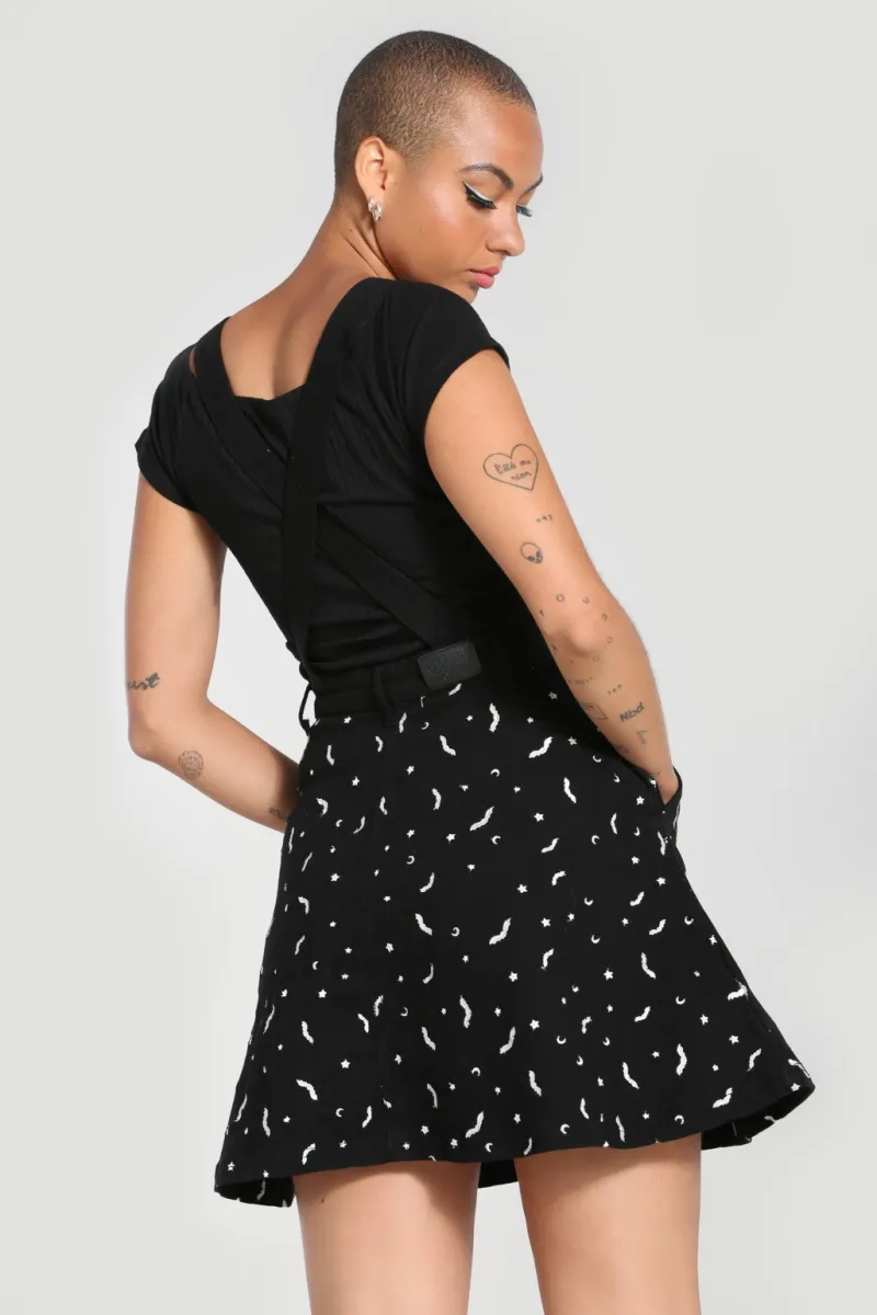 Hell Bunny Dresses|Dresses With Pockets>Bat Pinafore Dress Black