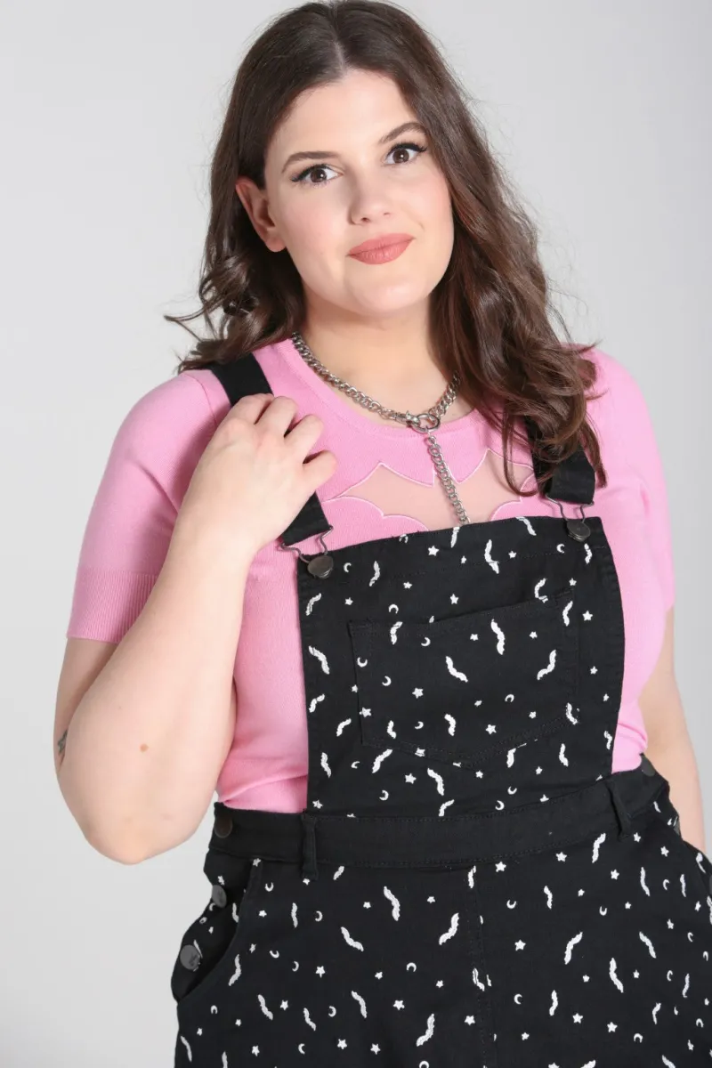 Hell Bunny Dresses|Dresses With Pockets>Bat Pinafore Dress Black