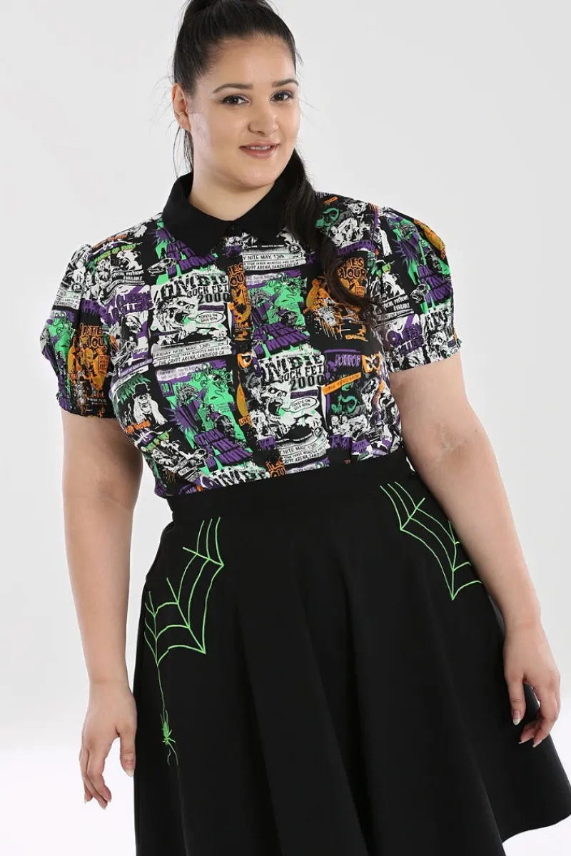 Hell Bunny Tops|Blouses>Be Afraid Blouse Black