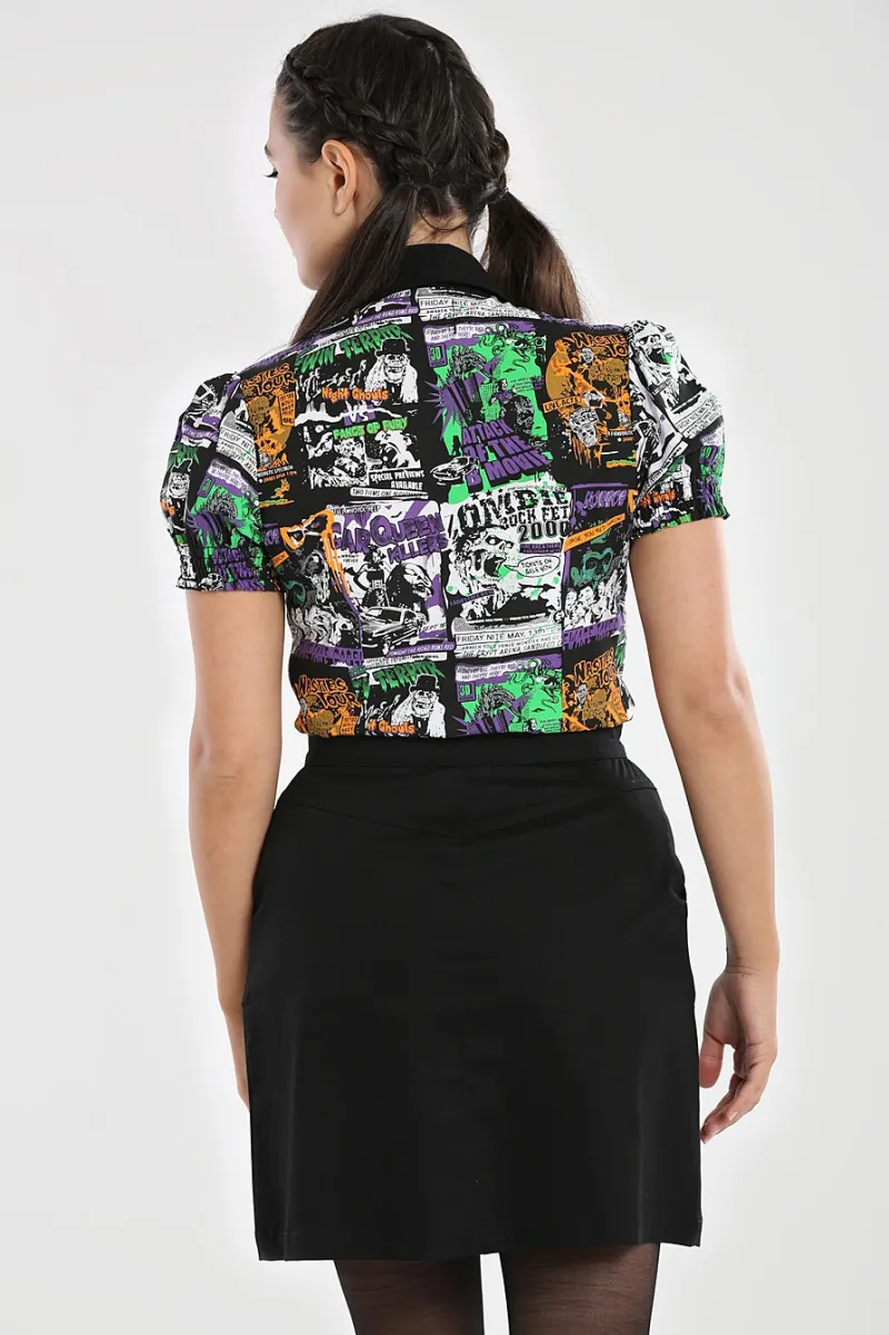 Hell Bunny Tops|Blouses>Be Afraid Blouse Black