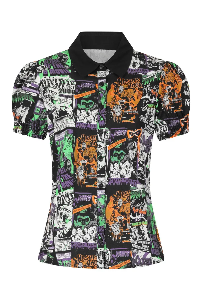 Hell Bunny Tops|Blouses>Be Afraid Blouse Black