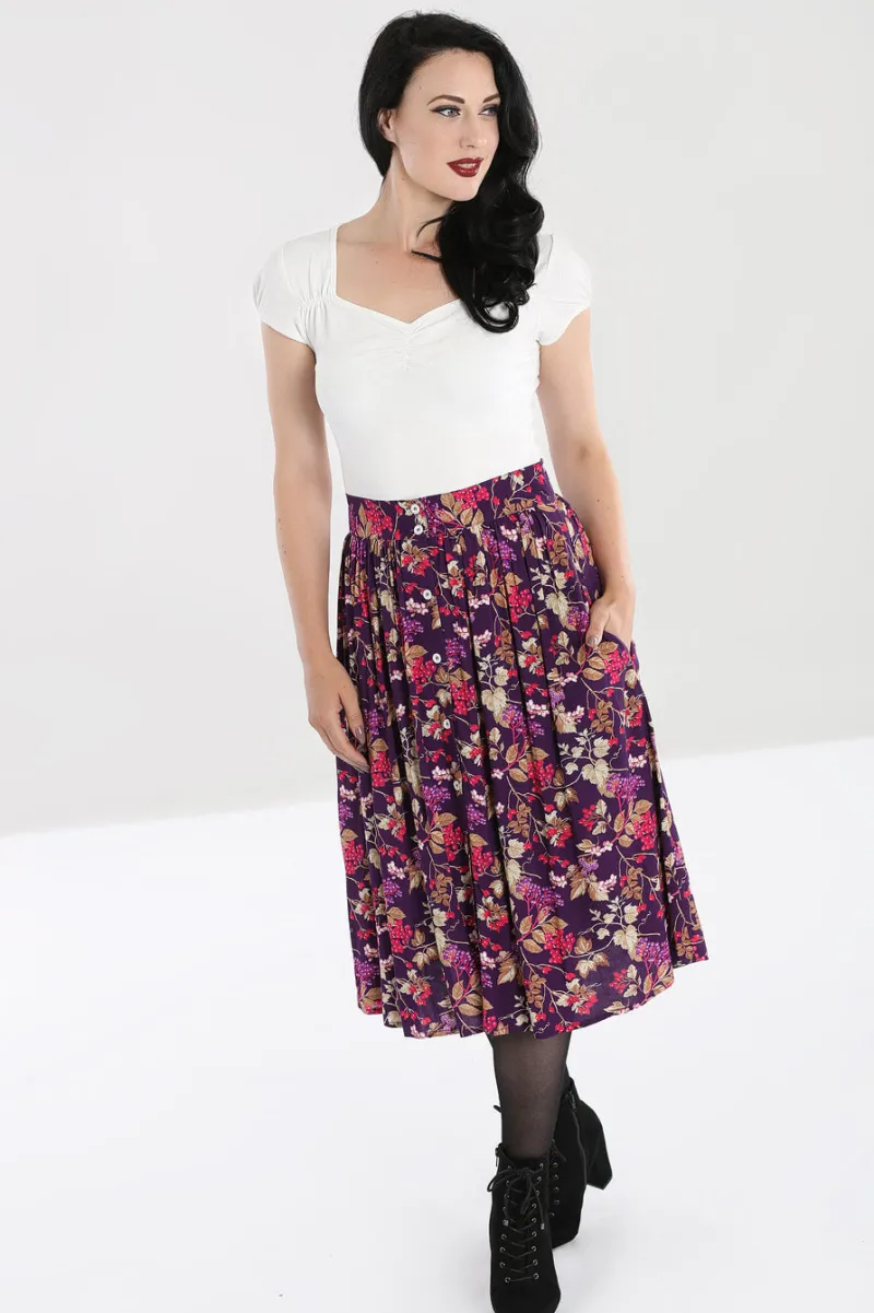 Hell Bunny Skirts>Berry Crush Skirt Purple