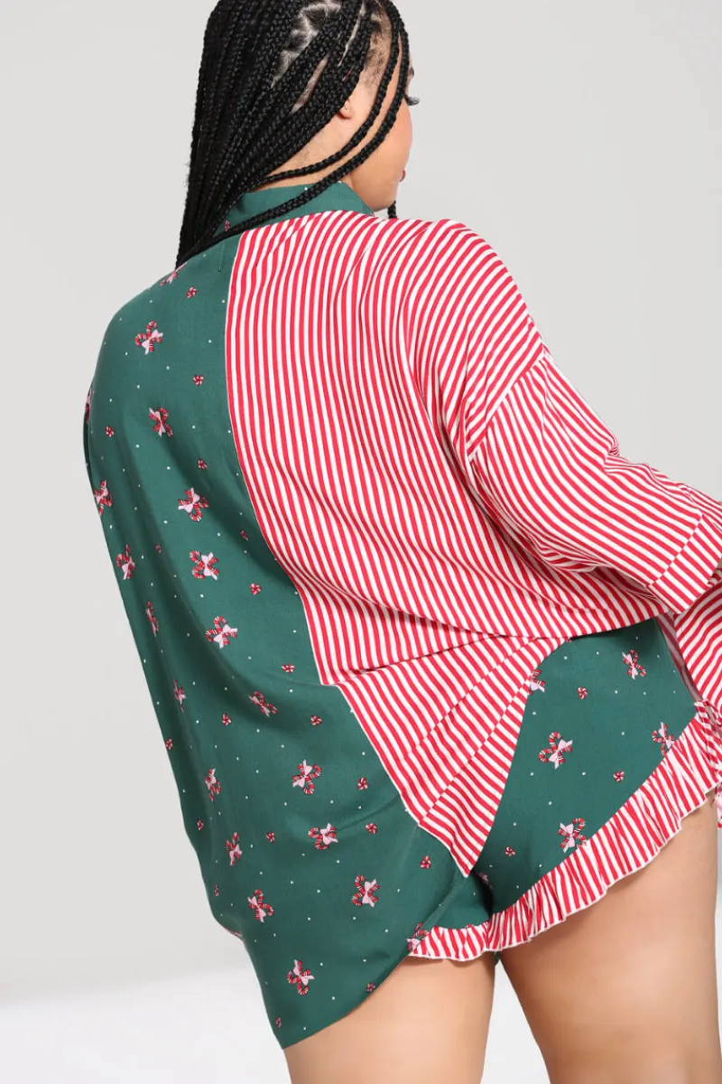 Hell Bunny Tops|Blouses>Beth Oversized Shirt Green