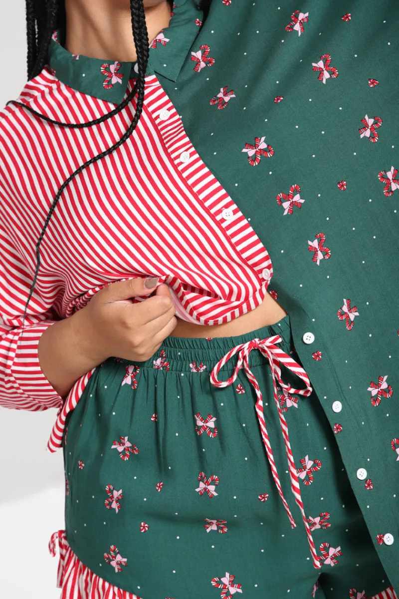Hell Bunny Tops|Blouses>Beth Oversized Shirt Green