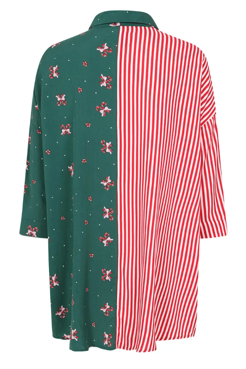 Hell Bunny Tops|Blouses>Beth Oversized Shirt Green