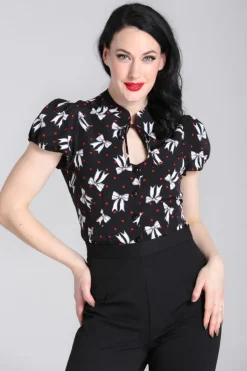 Hell Bunny Tops|Blouses>Bobbie Blouse Black