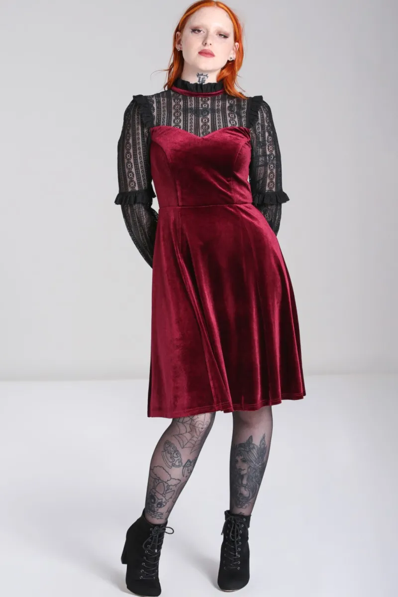 Hell Bunny Dresses|Dresses>Bonnie Dress Burgundy