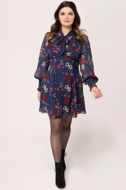 Hell Bunny Dresses|Vintage Dresses>Camellia Mini Dress Blue