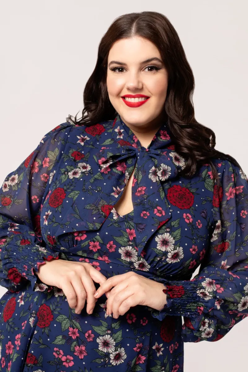 Hell Bunny Dresses|Vintage Dresses>Camellia Mini Dress Blue