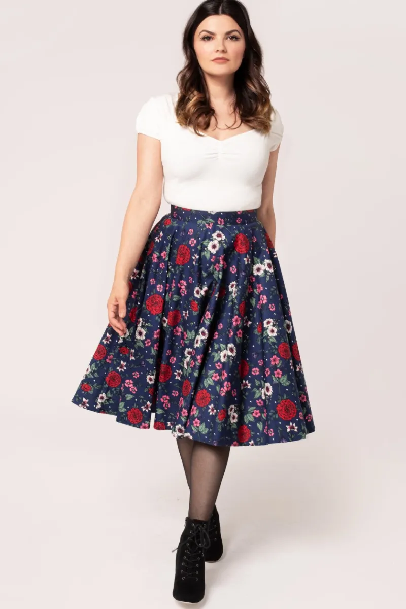 Hell Bunny Skirts|Skirts>Camellia Skirt Blue