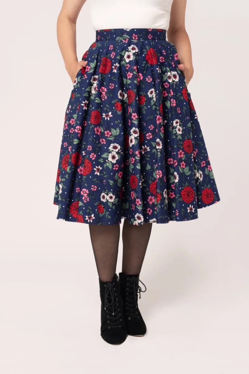 Hell Bunny Skirts|Skirts>Camellia Skirt Blue